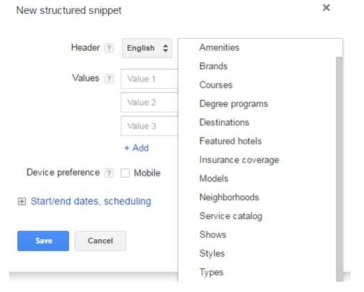 structured snippets