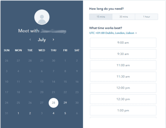 HubSpot meeting calendar
