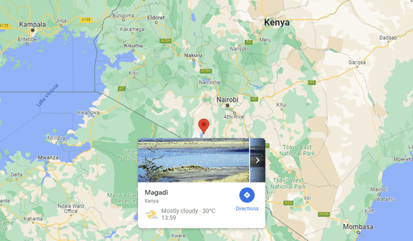 Magadi The building will be located in Magadi in Kenya which is just over 110 km south west of Nairobi.